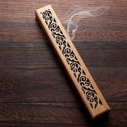 Porte-bâton d'encens en bois de bambou brûlant Joss boîte d'encens brûleur cendrier dh937