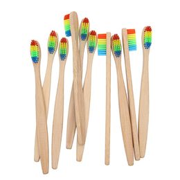Bamboe houten regenboog bamboe tandenborstels orale zorg zachte borstelige borstel tandenborstel 8 kleuren