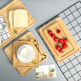 Bambou Bamboo Wooden Rectangular Tea Tray Bacis Wood Wood Home Kung Fu Tea tasse tasse en bois Hôtel Dîner Plateau de rangement