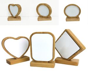 Bamboe sublimatie blanco po frame met basis diy dubbelzijdig houten liefde hart ronde frames magnetisme foto schilderij decoratio1002232