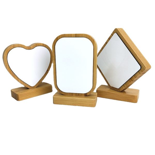 Bambou Sublimation Cadre Photo En Bois Blanc Amour Coeur Cadres Ronds Avec Base Magnétisme Peinture Décoration De La Maison Cadeau