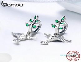 Bamoer 100 authentique 925 Sterling Silver Coubirds Greetings Bird Stud Oreads For Women Fashion Ored Ored Brings Jewelry5250375