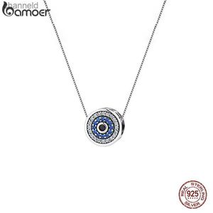 Bamoer 100% Sterling Sier Blue Crystal Evil Ketting Lucky Eye Halsketting voor Vrouwen Verjaardagscadeau Fijne Sieradenl230519