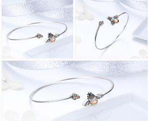 Bamoer 925 Sterling Silver Crystal Bee and Honeycomb Femmes Silver Bracelets Bangles pour femmes Sterling Silver Jewelry SCB104 1086 1813841
