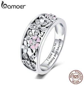 BAMOER 925 STERLING Silver Daisy Flower Infinity Love Pave Pavin Rings For Women Wedding Engagement Bijoux SCR390 MX2005282652546795213