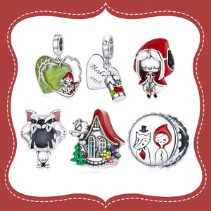 Bamoer 925 Sterling Silver Fairy Tale Little Red Riding Hood Forest Love Candle House Wolf Charm voor Original Armband DIY