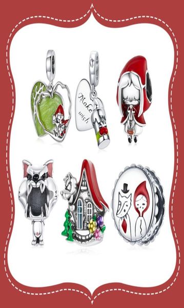 BAMOER 925 STERLING Silver Fairy Tale Little Red Riding Hood Forest Love House Wolf Charme pour bracelet original Diy3199456