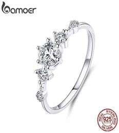 Bamoer 925 sterling zilver ingelegde glanzende zirkoon sprankelende vingerringen voor vrouwen bruiloft engagement toegewijde sieraden cadeau SCR5689305492