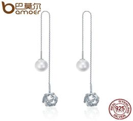 BAMOER 925 sterling zilver lange kwast dubbele zijden bal lichtgevende ster oorbellen voor vrouwen Koreaanse oorbellen sieraden SCE241 C1818835039