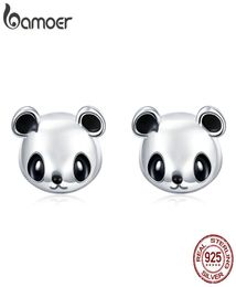 BAMOER véritable 100 925 argent Sterling Collection animale mignon Panda boucles d'oreilles pour les femmes bijoux en argent Sterling 2103251551307