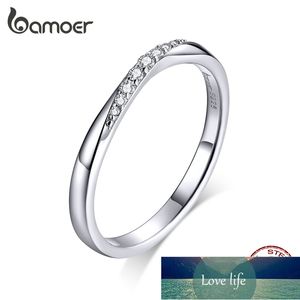 bamoer Sterling Silver 925 Dazzling Cubic Zirconia Finger Rings for Women Wedding Statement Jewelry Chic Stylish Bague BSR095 Factory price expert design Quality