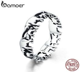 BAMOER TRENDY 100 925 STERLING Silver Empilable Animal Collection Elephant Family Dinger Rings for Women Silver Jewelry SCR344 Y129177044