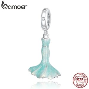 Bamoer, falda de cola de pez cálida, compatible con pulseras originales, brazalete de plata de ley 925 CZ, cuentas de joyería fina, regalo SCC1647 Q0531