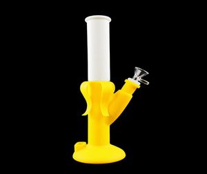 Bananen Bong Water Pijp Rookpijpen Dab Rig Duurzaam rechte Siliconen Bong Unbreakable 14mm Joint7136426