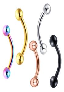 Set di anelli per sopracciglio di banana Interi 120 pezzi Gioielli per il corpo di moda Acciaio inossidabile Orecchio Barbell Piercing per sopracciglio Mix 6 Colori9886812