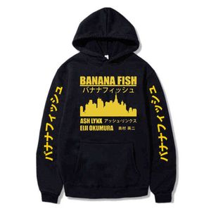 Banana Fish Anime Hoodie Hommes / Femmes Mode Populaire Harajuku Banana Fish Hoodies Sweat Pull Streetwear Vêtements Y211122