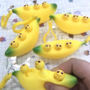 Banaan Keychain Decompressie Fidget speelgoed Leuke geknepen Happy Vent Ball Kinderen persen voor kinderen