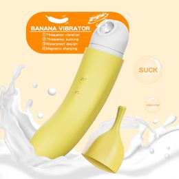 Banaan Vorm Vagina Zuigen Vibrator Intieme Goede Tepel Sucker Orale Likken Clitoris Stimulatie Krachtige sexy Speelgoed voor Vrouwen