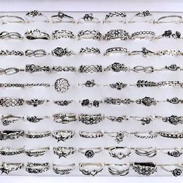 Groupe en vrac lots 100pcs multiquise en argent plaqué plusieurs styles pour femmes vintage dames flower fashion finger ring bijoux 221125237f
