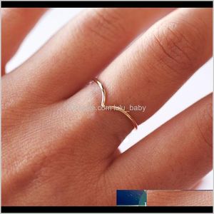 Band Drop Delivery 2021 14K Anillos para nudillos rellenos Boho Gold Jewelry Anillos Mujer Bague Femme Minimalism Anelli Donna Aneis V Ring para Mujer 9