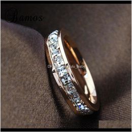 Banda entrega 2021 design geométrico moda casamento rosa anel de ouro titânio anéis de aço para mulheres verão jóias de noivado r333b