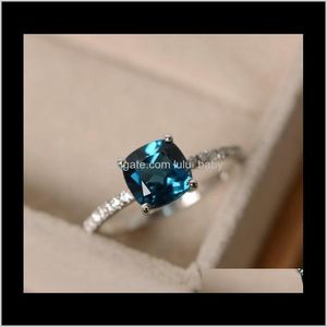 Band Drop Delivery 2021 Natuurlijke Emerald Rings for Women Sterling Sier Color 925 Ring Wedding Engagement Party Gemstone Fine Jewelry Gift Ryql