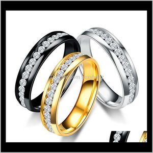 Band Drop Levering 2021 Rvs Diamond Engagement Bruiloft Simple Row Gold Ring Dames Ringen Mode-sieraden Will en Sandy Gift 8GK0N