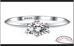 Band Sieraden Drop Delivery 2021 Witte Solitaire Ring 925 Sterling Sier Diamanten Verlovingstrouwringen Voor Vrouwen Uvtrb1017399