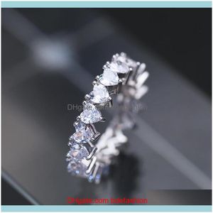 Band sieraden wit vergulde clear cz zirkoon ringen voor vrouwen meisjes geschenken stralende kristal bruiloft verlovingsring drop levering 2021 I3gdp