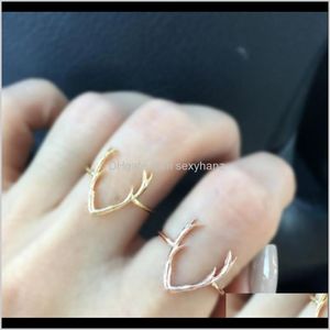 Band JewelryFashion Antlers Bang Voor Vrouwen Gold Sier Legering Ring Sieraden Exquisite Finger Rings Holiday Geschenken Drop Delivery 2021 Xlyv2