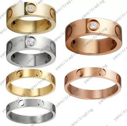 Band Love Rings Designer Sieraden Rose Gold Silver Compated Titanium Steel met diamant mode street hiphop casual paar klassieke dunne ring dames mannen sieraden geschenken