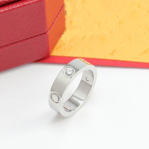 Band Love Rings Designer Rose Silver Steel met Diamond Couple Classic Ring For Womens Mens Lover Wedding Gift