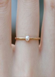 Band Luxury Elegant Line Fashion Wild Enlaid Pearl Ring Simple Women039s 18K Gold Jewelry49249944