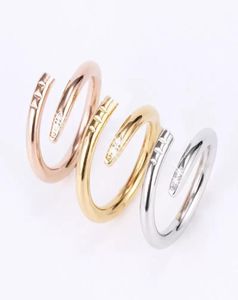 Band Nagelringen Liefdesring Designer Sieraden Titanium Staal Rosé goud Zilver Diamant CZ Maat Modieus Klassiek Eenvoudig Bruiloft Engageme1592793