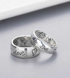 Band Ring Women Girl Flower Bird Pattern Ring With Stamp Boute pour Love Letter LETTER MEN RONNE CADEAU POUR LOVE COURTE BIELRIE W294233O6745512