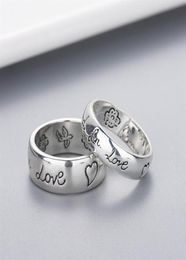 Band Ring Women Girl Flower Bird Pattern Ring With Stamp Boute pour Love Letter LETTER MEN RONNE CADEAU POUR LOVE COURTE BIELRIE W294233O6086953