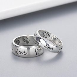 Anillo de banda para mujer y niña, anillo con diseño de pájaro y flor con sello ciego para carta de amor, anillo para hombre, regalo para pareja de amor, joyería w2942300