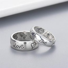 Anillo de banda para mujer y niña, anillo con diseño de pájaro y flor con sello ciego para carta de amor, anillo para hombre, regalo para pareja de amor, joyería w2942450