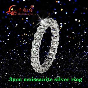 Anneaux de bande 0,1ct 3 mm round d vvs Mosilicone All Eternal Band Ring 925 Bijoux en argent sterling pour les hommes et les femmes Engagement Gift Party Party J240410