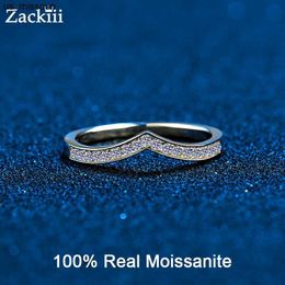 Bandringen 014CT 925 Sterling Silver Wedding Band Mini Moissanite Diamond Half Eeuwigheid Stapelbare verlovingsring Wedding Ringen voor vrouwen J230522