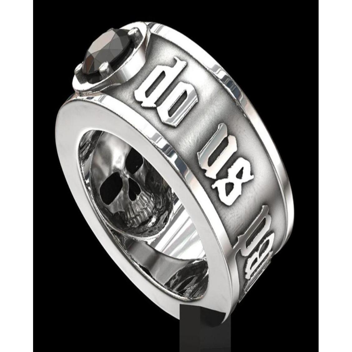 Band anneaux 039Till Death Do Us Part039 en acier inoxydable Skl Ring Noir Diamond Punk Bijoux de fiançailles de mariage pour hommes 6 1336815 Dhol1