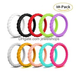 Bagues de bande 10 couleurs / lot femmes sile couleur unie torsadée flexible confortable bague de doigt rose pour hommes bijoux de fiançailles goutte livraison dhl7j