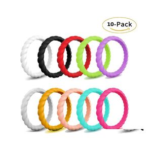 Bandringen 10 kleur/lot vrouwen bruiloft sile solide kleur gedraaid flexibele comfortabele pink vingerring voor mannen smeekbaar sieraden d ot5wr