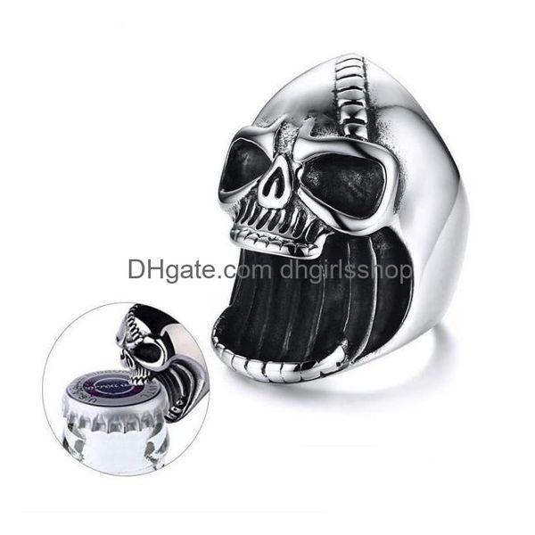 Bagues de bande 10 pièces de tête Skl de style punk par paquet qui peuvent être utilisées comme ouvre-bouteille pour les hommes rétro Drop Delivery Jewelry Ring Otie1