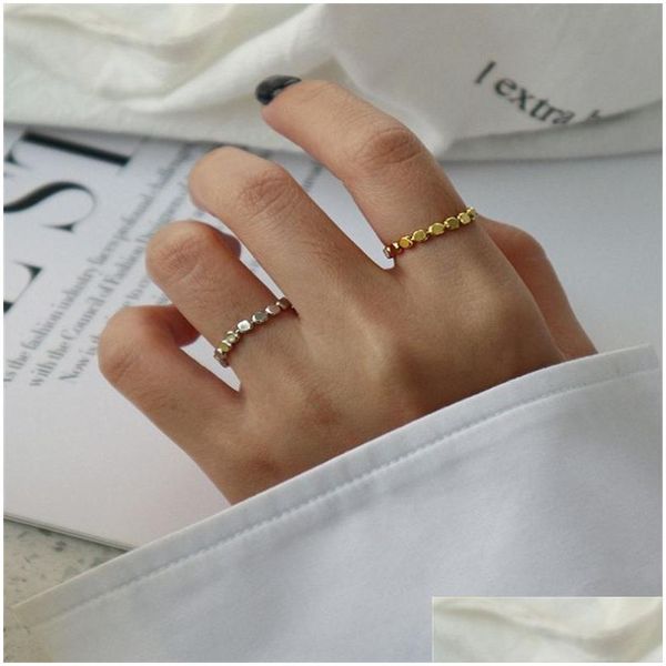 Bagues de bande 100% 925 Sterling Sier Bague pour femmes Géométriques Perles plates Knuckle Finger Party Cadeaux Drop Livraison Bijoux Dhcl0