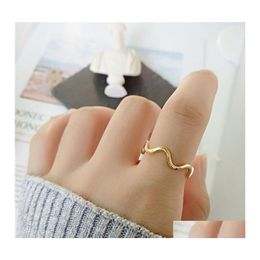 Bandringen 100 Echte 925 Sterling Sier Open Ring For Women Korea Japan Simple Lines Wave Fine Party Sieraden Geschenken YMR961 Drop Deliv Ottid