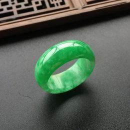 Anneaux de bande 100% naturel émeraude Jade Men Men Femmes Fine Bijoux Véritable Birmanie Jadeite Anneaux Myanmar Jades Jades Ring Male Gifts 231222