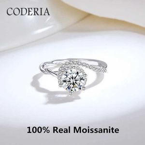 Bandringen 100% natuurlijke molybdeen rfashion 925 sterlsilver 1 gedraaide arm diamantring bruiloft verloving Eeuwige sieraden J240508