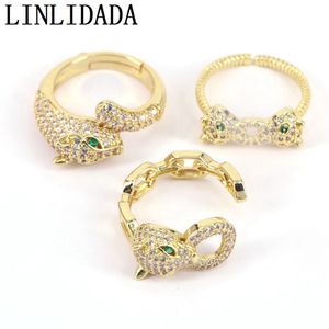 Anillos de banda 10pcs de moda anillos de animales de color oro anillo de circón cúbico anillo de leopardo joyas para mujeres anillos vintage 231222