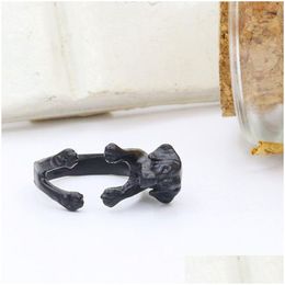 Bandringen 10 stks/lot Antiek Sier/Bronze Labrador Retriever verstelbaar dierenhondenras voor vrouwen groothandel drop levering sieraden ring dhmsq